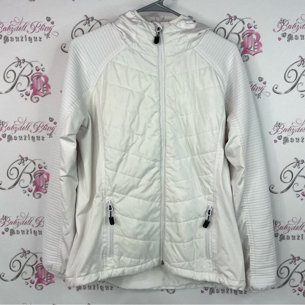 Acx active jacket zip up USA Women's White Quilted warm cozy Jacket
